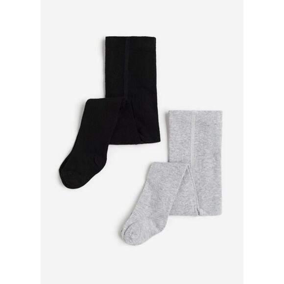 H&M 3/6month Infant 2PK Tights Grey/Black - Picture 1 of 4